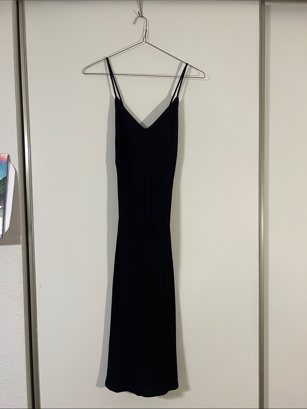 black slip dress